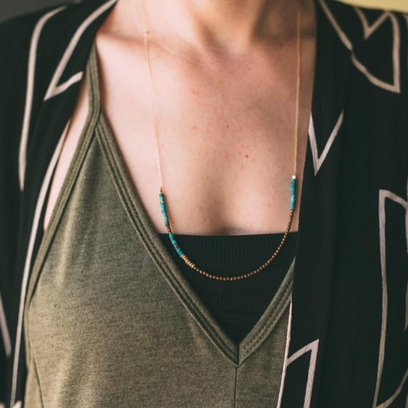 Hand Crafted Jewelry - NWOT Handmade Dainty Turquoise Layering Necklace